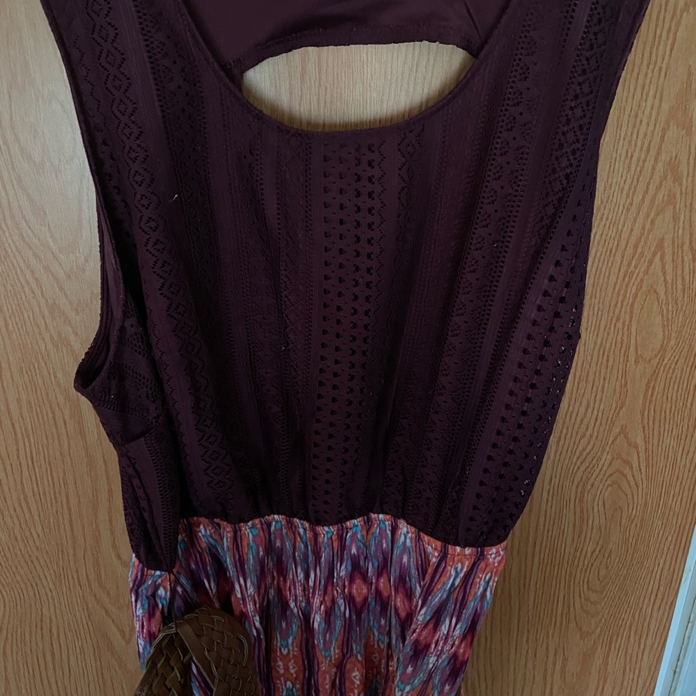 Cute women’s plus summer dress with peek a boo back.